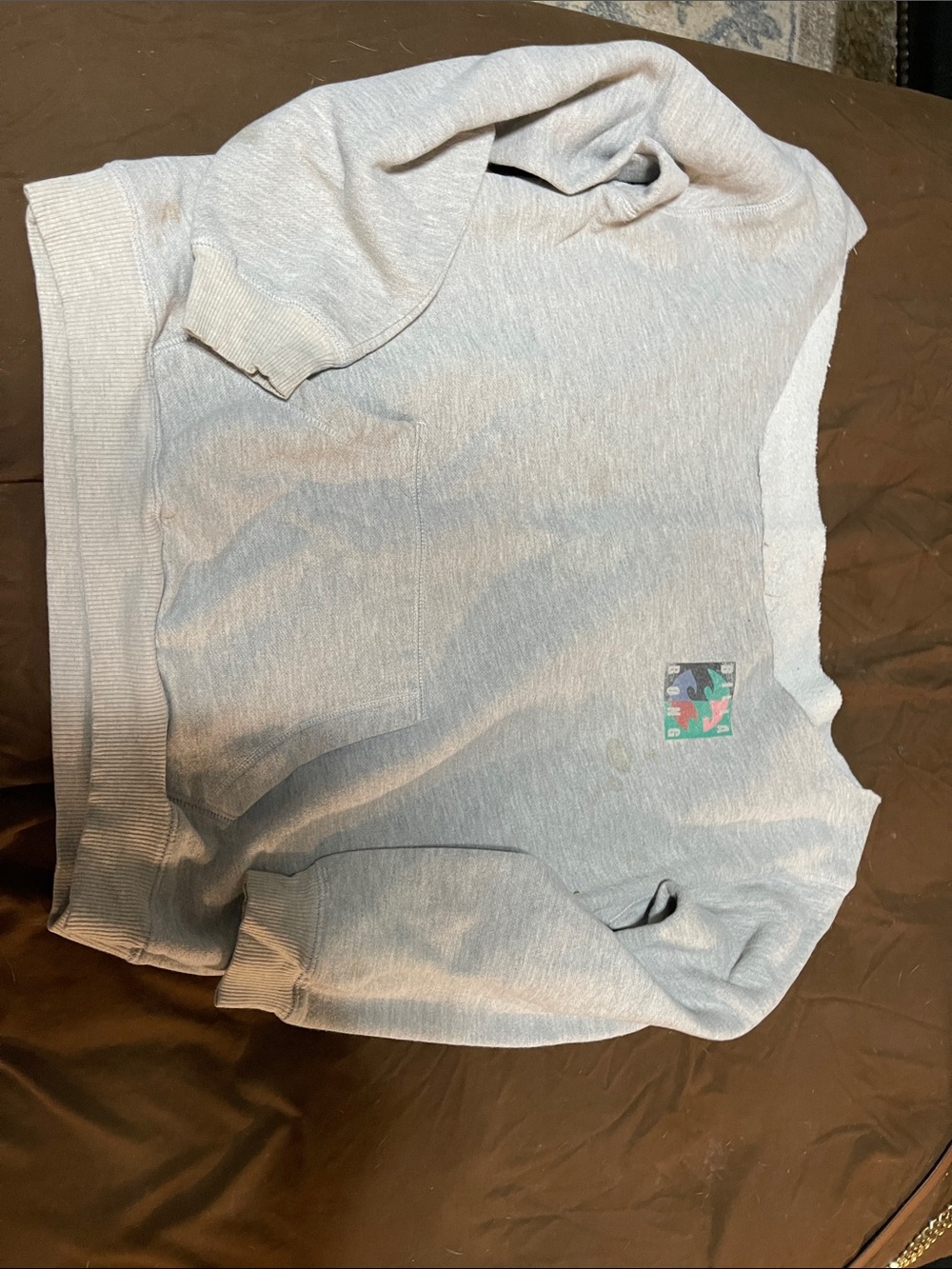 Zella Light Gray Crewneck Sweatshirt with Colorful Chest Patch